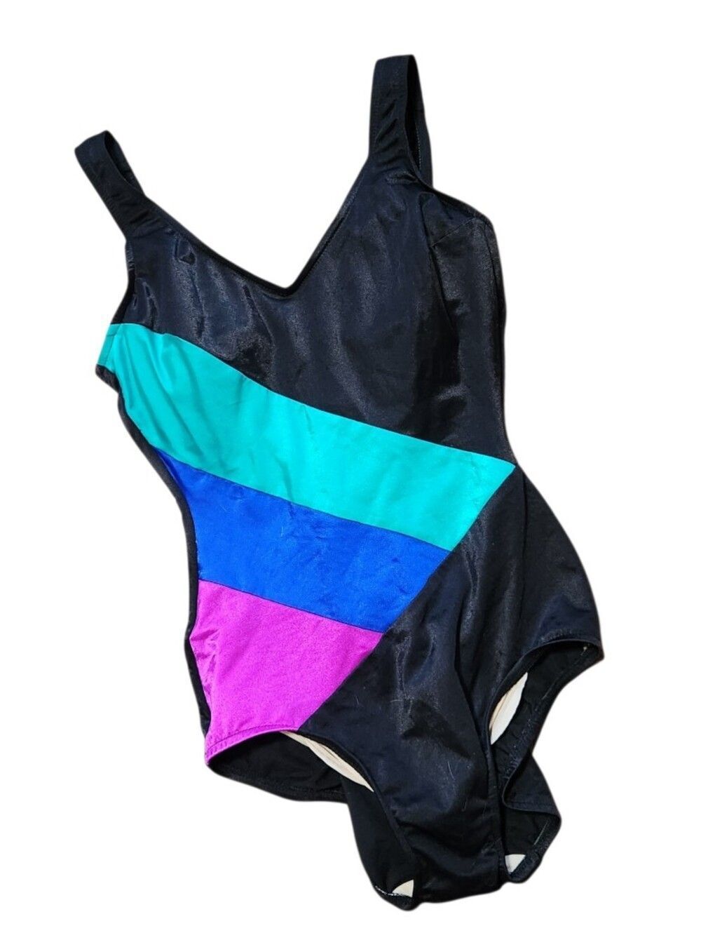 Vintage Swimsuit Size 12 C Cup Slim Allure Union Made in USA Black Slimming